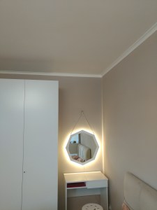 Белое зеркало октагон на ремне с подсветкой